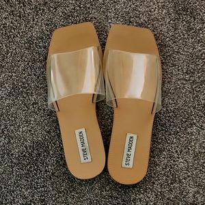 Steve Madden Nixi Clear Transparent Slide Sandals Square Toe Womens Size 7